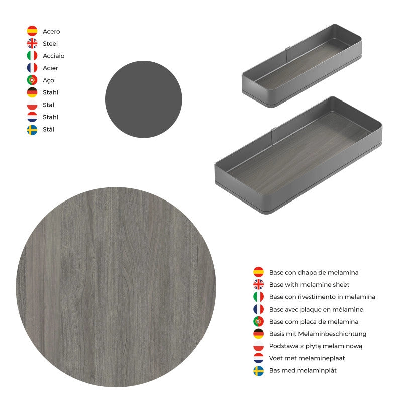 Portabottiglie laterale estraibile Titane Simplex con chiusura soft, modulo 150 mm, Grigio antracite