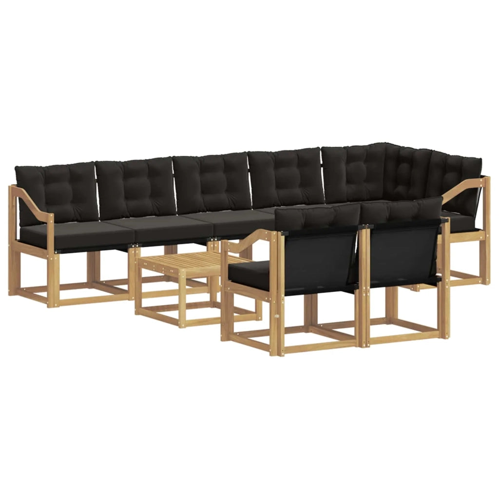 Set di divani da esterno 9 pz Bianco e Nero 3389630