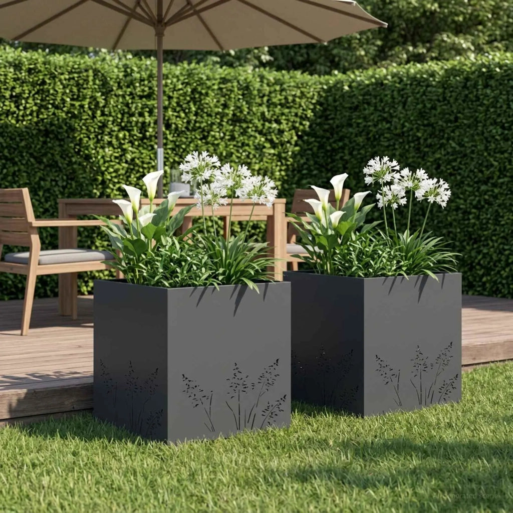Vaso da giardino 2 pz Antracite 50 x 50 x 49 cm 8005797