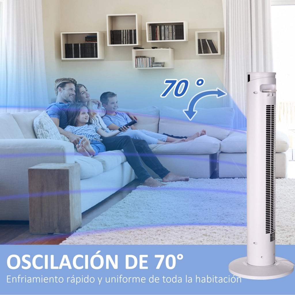 Ventilatore a Torre Oscillante 45W Telecomando Timer 12h 3 Velocit¨¤ Schermo LED ¨C zephmum ¨C ?31,5x93 cm Bianco