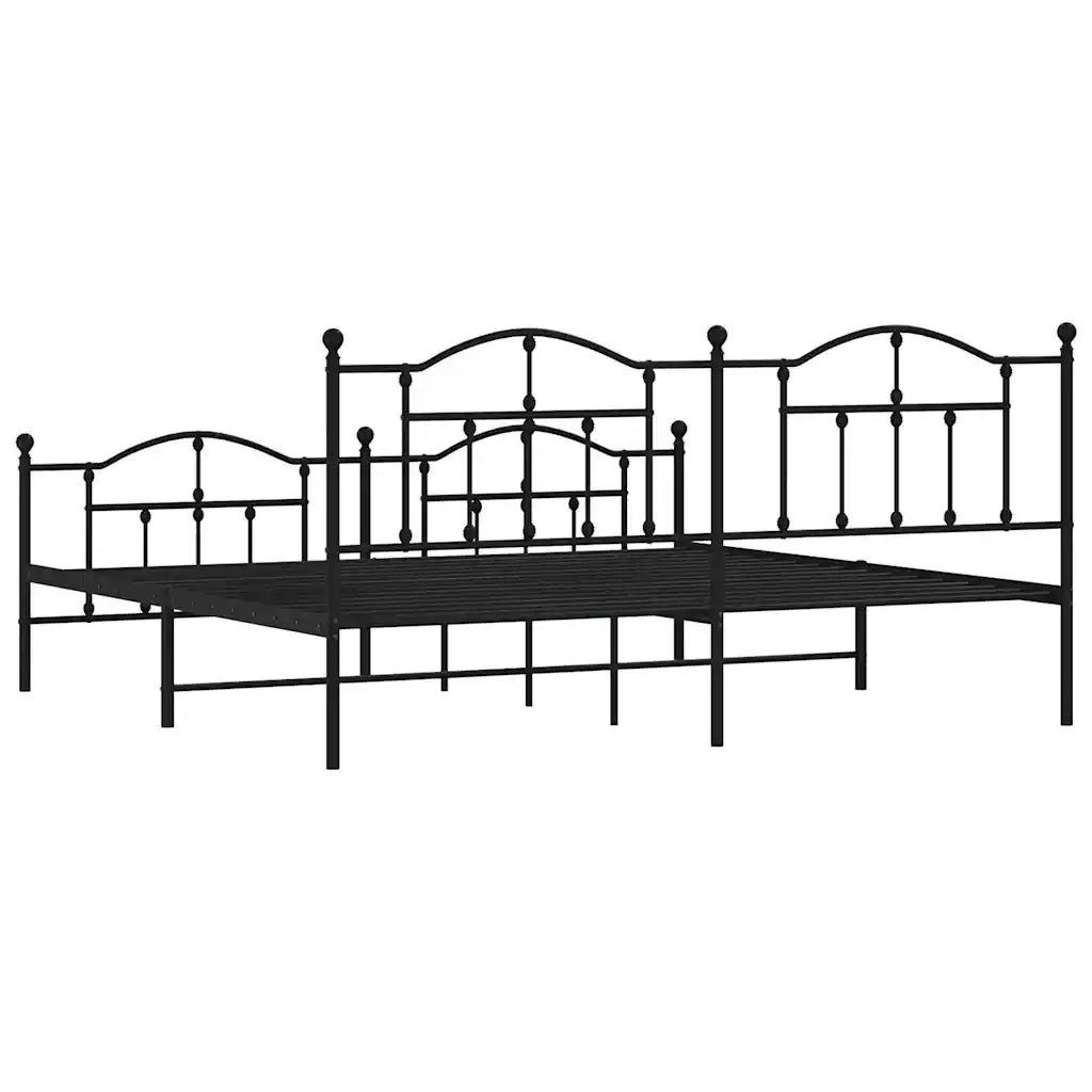 Giroletto con Testiera e Pediera Metallo Nero 193x203 cm 353463