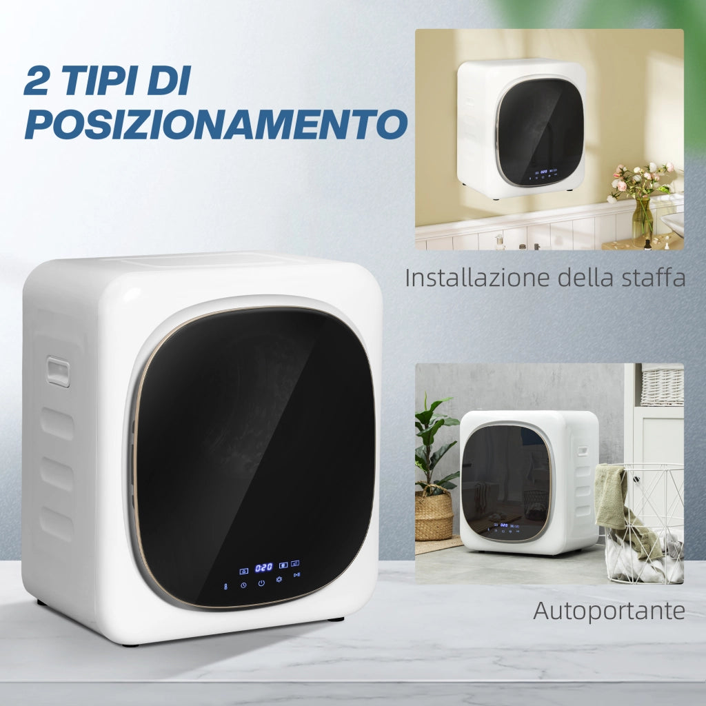 Asciugatrice ad Aria Carico 4kg con Timer e Programma Smart 48x40x56 cm in Acciaio Inox e ABS Bianco