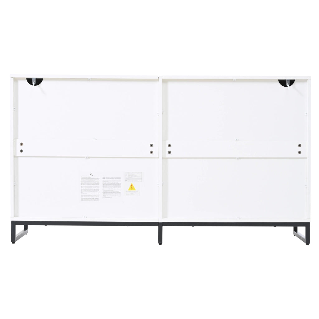 Sideboard da soggiorno 140 x 39;5 x 78;5 cm con 6 cassetti; bianco e nero