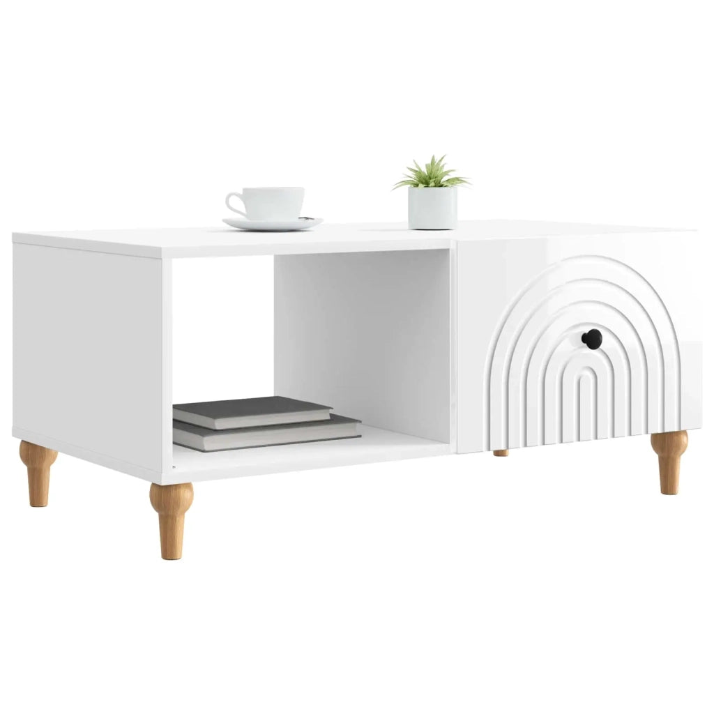 Tavolino da salotto Bianco Lucido 90 x 50 x 40 cm 894269
