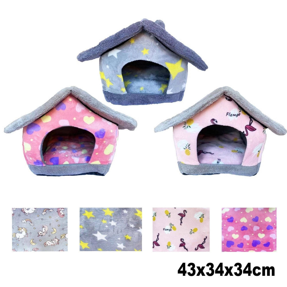 Trade Shop - Cuccia Morbida A Forma Di Casetta Per Cane Gatto Animali 43x34x34cm Tg. Piccola -