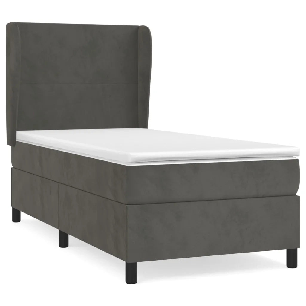 Giroletto a Molle con Materasso Grigio Scuro 80x200 cm Velluto 3129058
