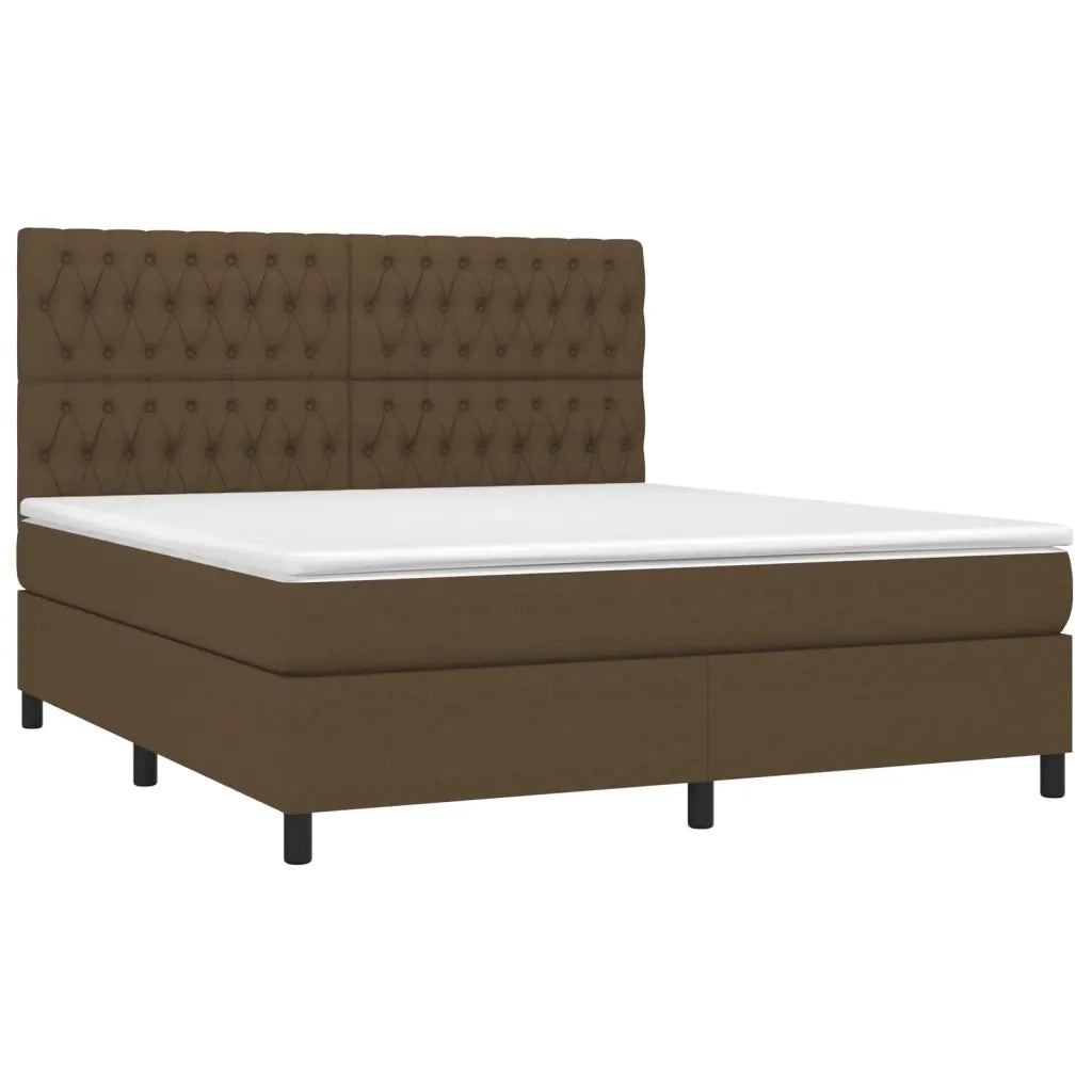 Letto a Molle Materasso e LED MarroneScuro 180x200cm in Tessuto cod mxl 41639