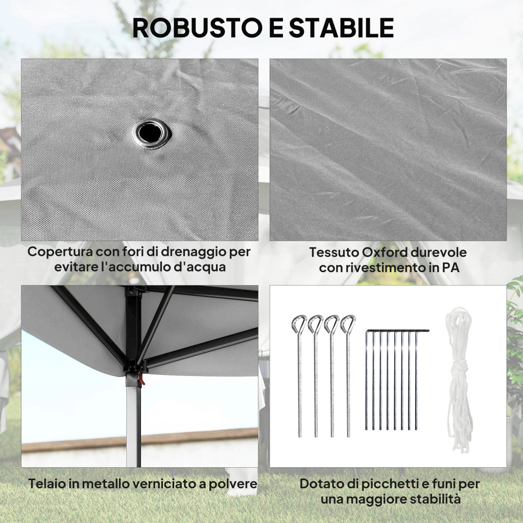 Gazebo da Esterno ¨C zephmum ¨C Grigio, Metallo, Tessuto Oxford, 3.3x3.3x2.8 m