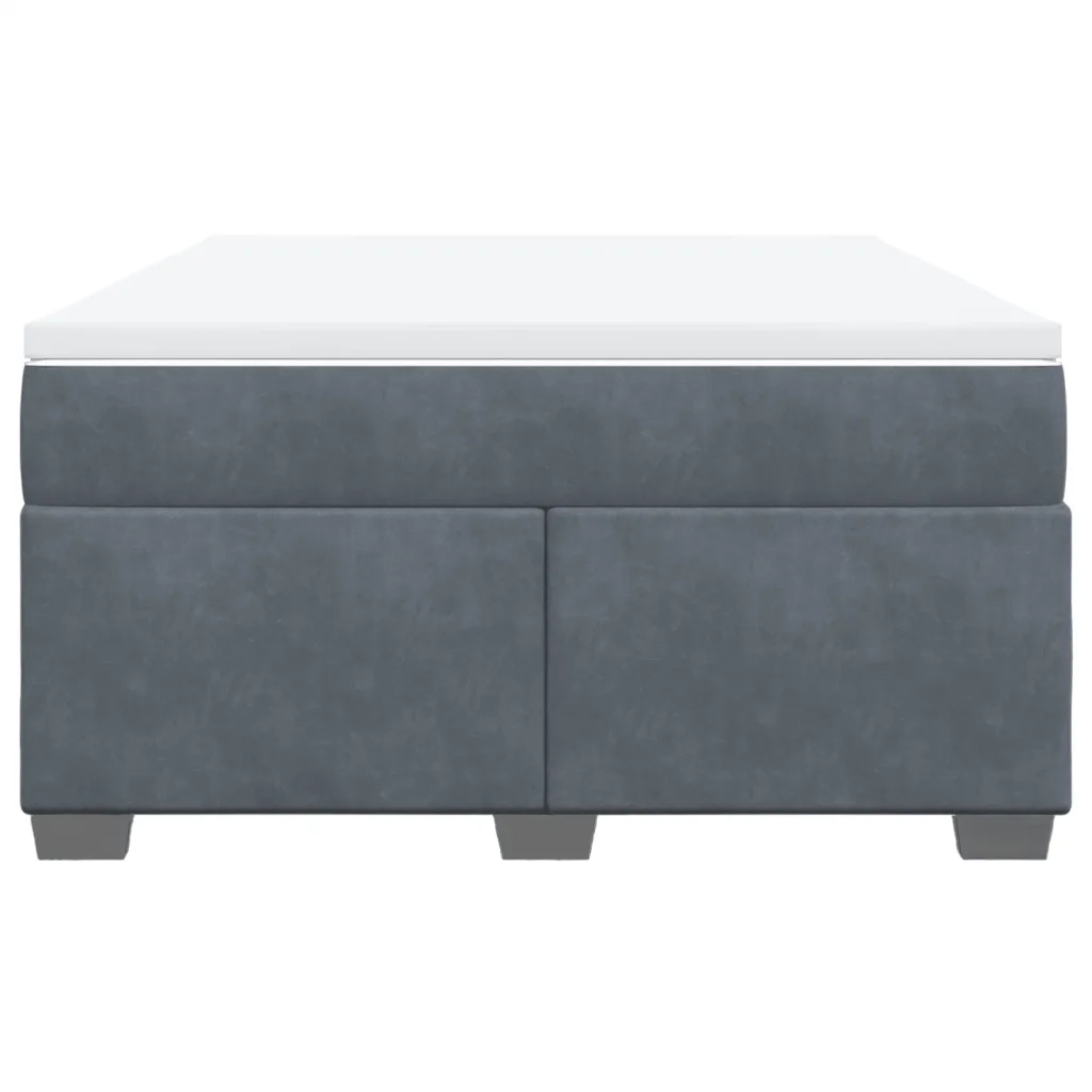 Giroletto a Molle con Materasso Grigio Scuro 140x190 cm Velluto