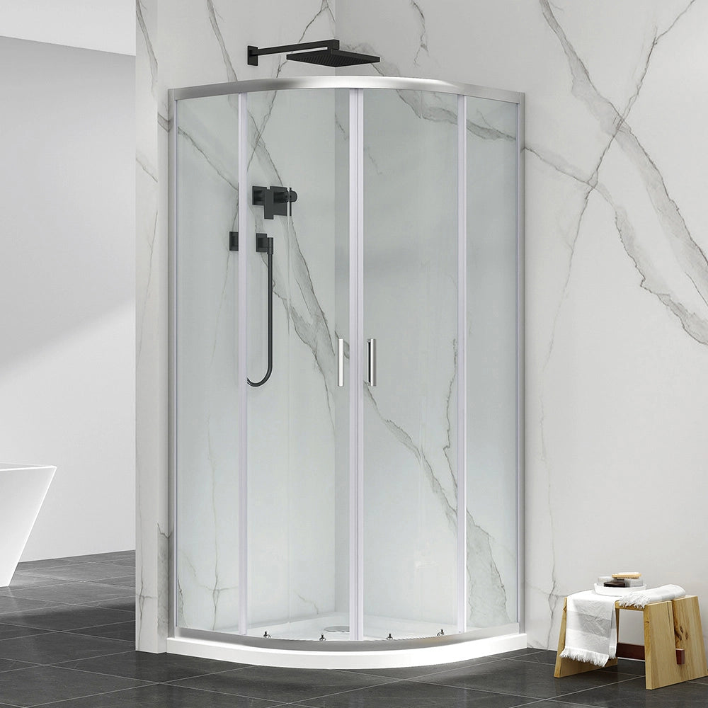 Box doccia semicircolare 90x90 cm cromo scorrevole in cristallo trasparente Tay