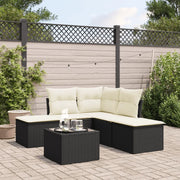 Set Divano da Giardino 6 pz con Cuscini-Sofa da Giardino-Divanetto da esterno Nero in Polyrattan 846501