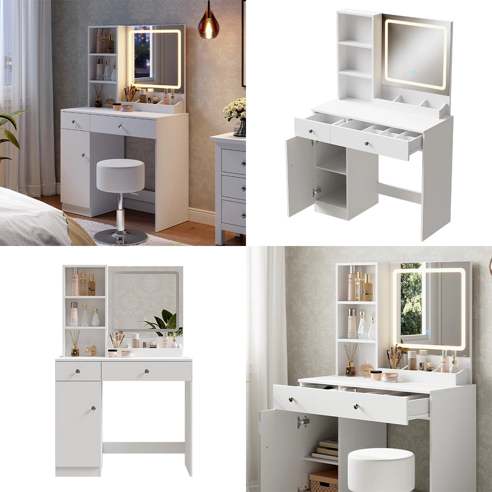 Vicco Tavolo da toilette Bianco 90 cm con specchio