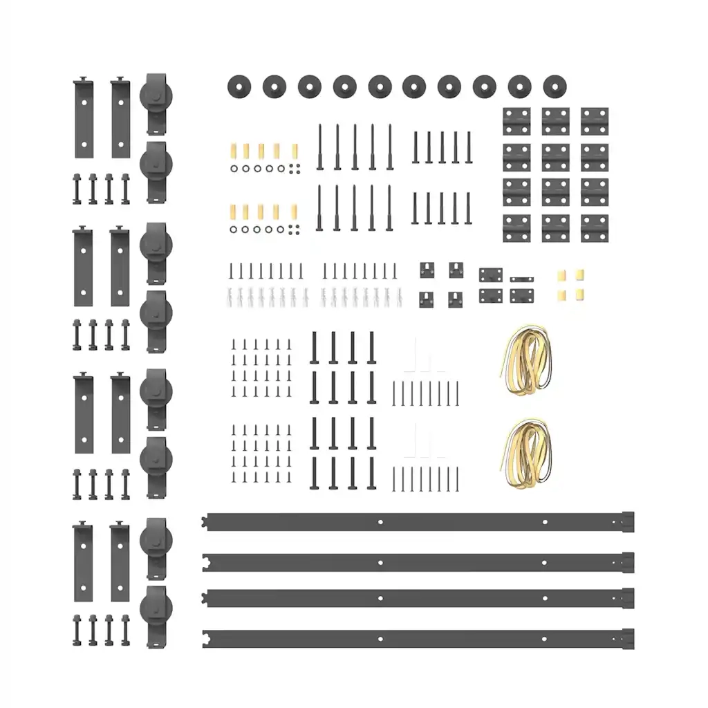 Kit di Binari per Porte Scorrevoli 366 cm Acciaio Nero CFW9918259