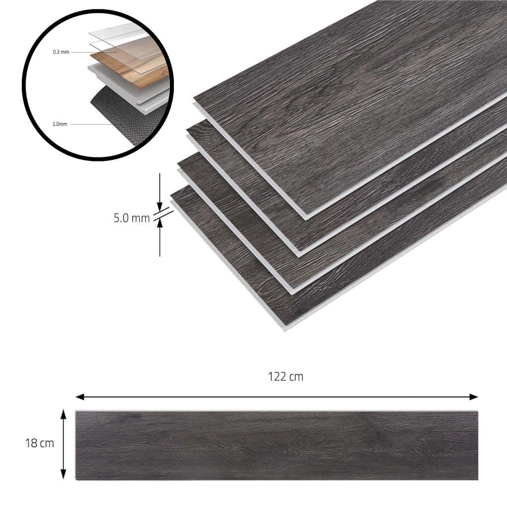 Set Okapirg 10 Listoni di Pavimento SPC a Incastro Click Pavimentazione per Interni - Rovere Scuro NEU.HOLZ
