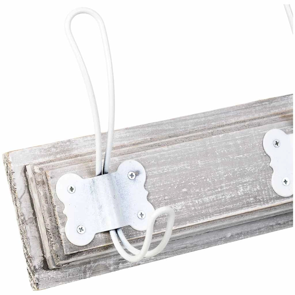 Appendiabiti da parete in legno con 5 ganci 63x2,3x8h cm