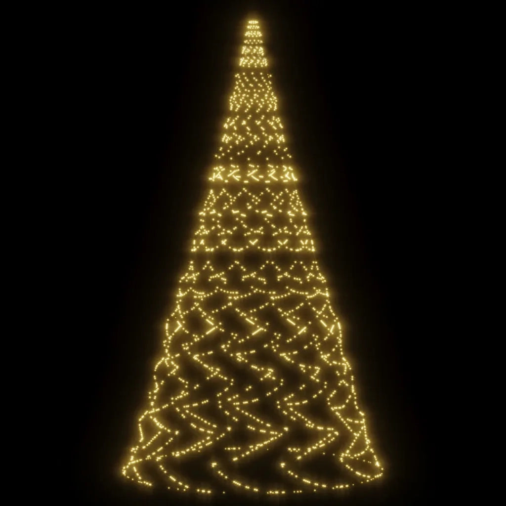 Albero di Natale Pennone Bianco Caldo 3000 LED 800 cm 343546