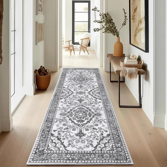 Tapijtloper per Tappeto, 80 x 200 cm, Lavorazione Antiscivolo per Soggiorno, Camera da Letto, Ufficio, Corridoio, in Grigio