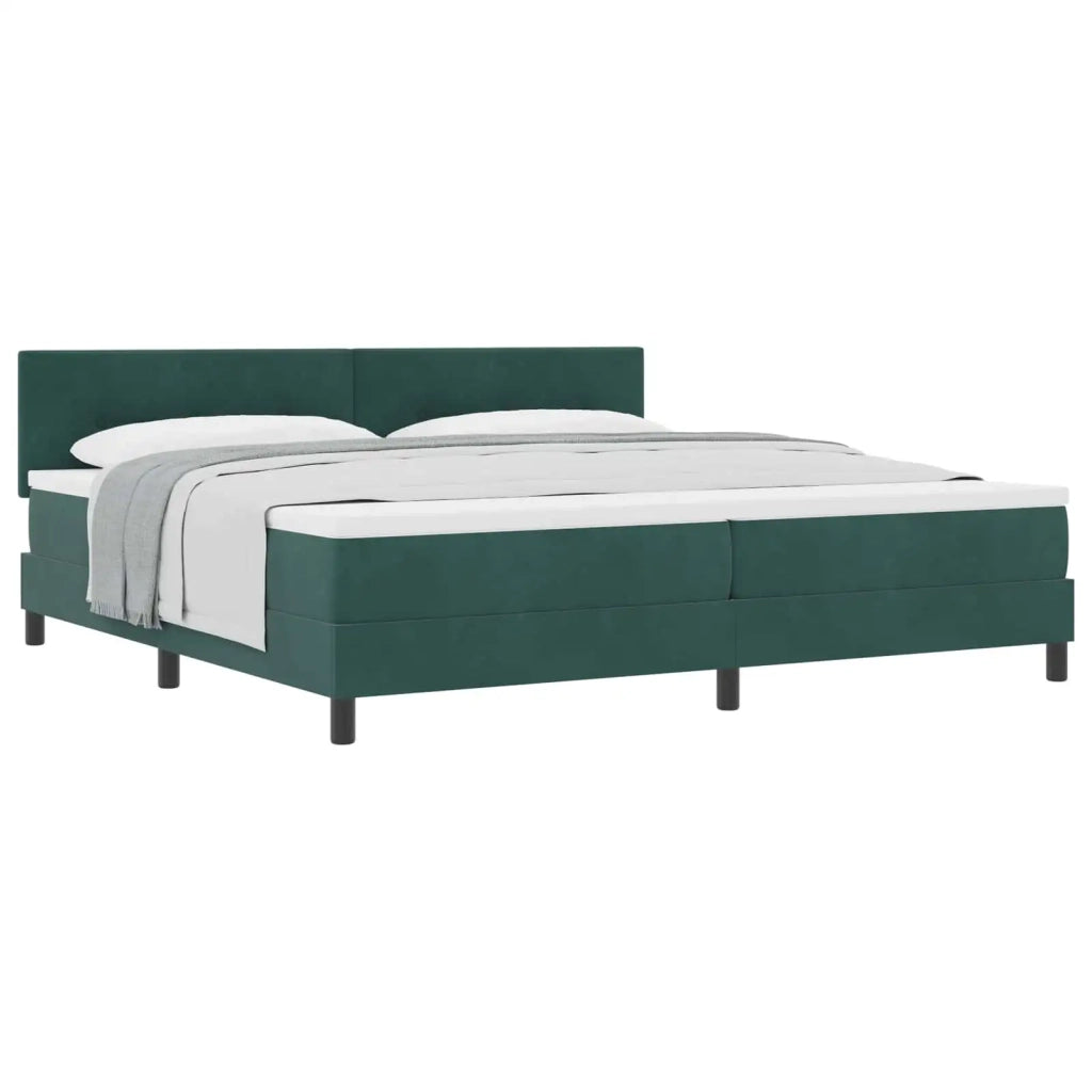 Letto a molle con materasso Verde Scuro 200 x 200 cm Velluto 3339197