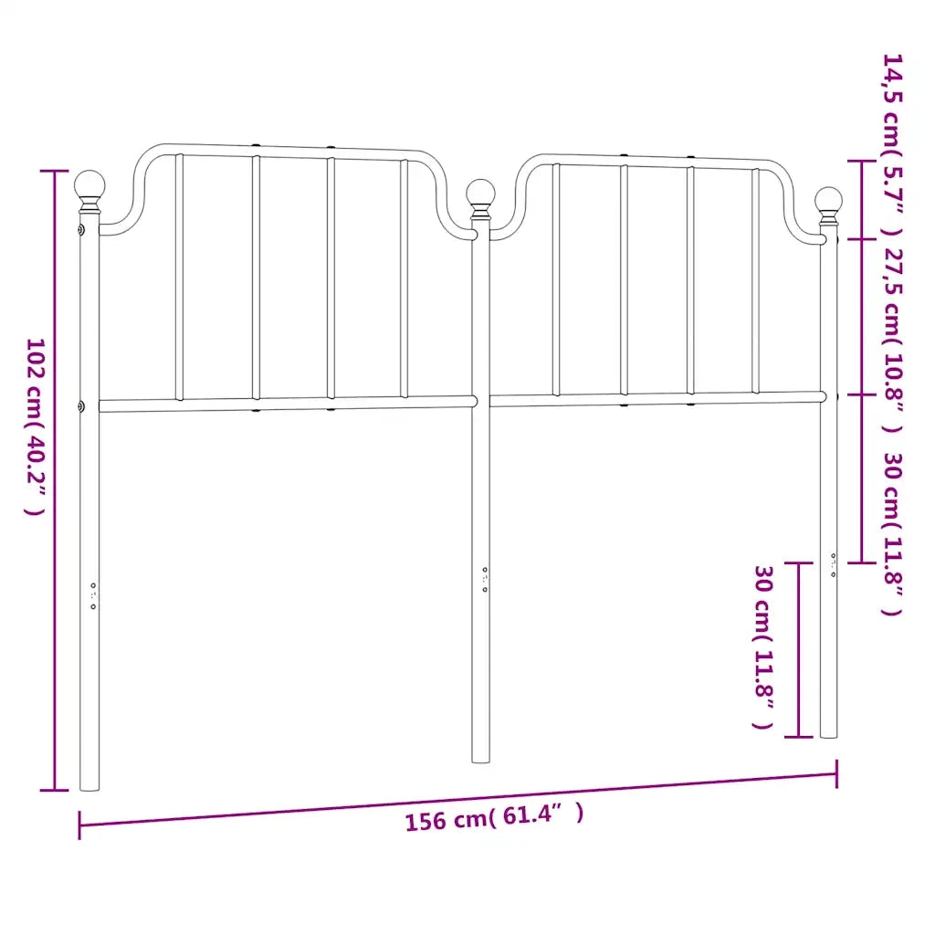 Testiera | Testata di Ricambio in Metallo Bianco 150 cm