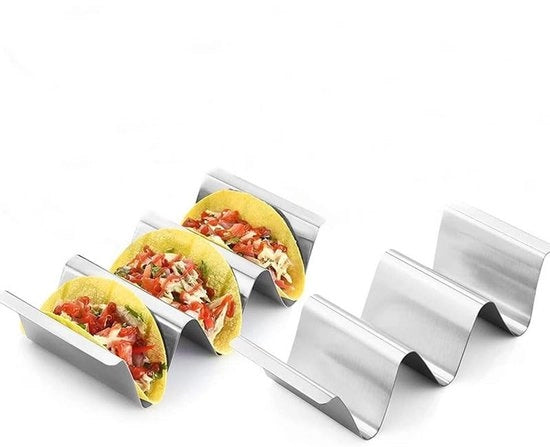 Sostegni per Tacos Ovenbestendigi - 2 Pezzi - 22,5 x 10 x 5 cm - Inox 304 - Facili da Pulire - Sostegni per Tacos Ripiegabili