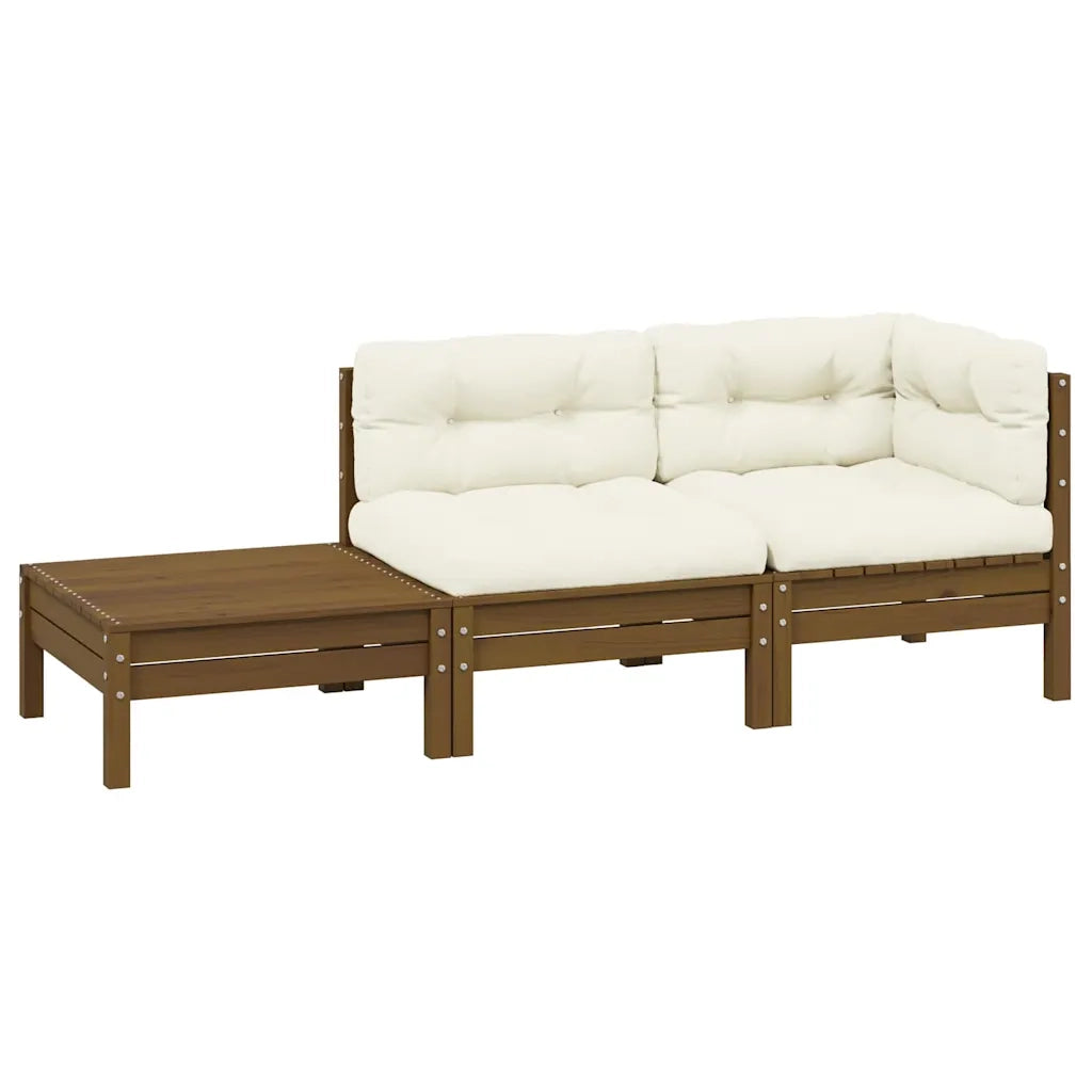 Set Divani da Giardino 3 pz con Cuscini Crema Massello di Pino cod mxl 77162