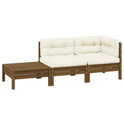 Set Divani da Giardino 3 pz con Cuscini Crema Massello di Pino cod mxl 77162