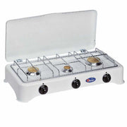 Fornello a gas 3 fuochi in ottone griglia acciaio cm 58,5x27,5x12,5 PARKER GPL - PARKER