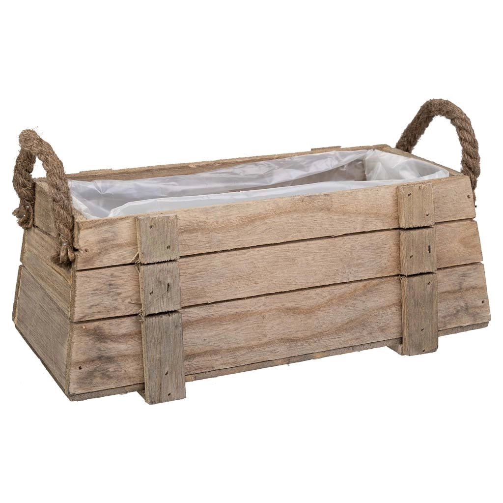 Cesto in legno con manici marroni 27x11x11h