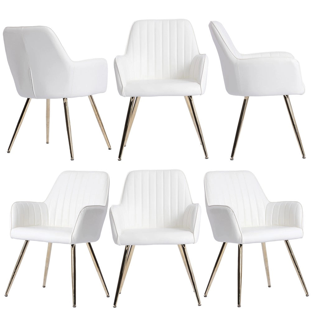 Set 2 Sedie da Pranzo con Braccioli ¨C Xylo ¨C Tessuto, Gambe in Metallo Dorato