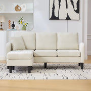 Divano angolare reversibile 3 posti con chaise longue, design modulare, in schiuma e tessuto, Beige chiaro