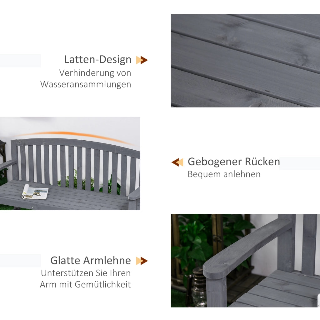 Panchina da giardino 2 posti ¨C zephmum ¨C Legno massello, grigio 143x51x85 cm