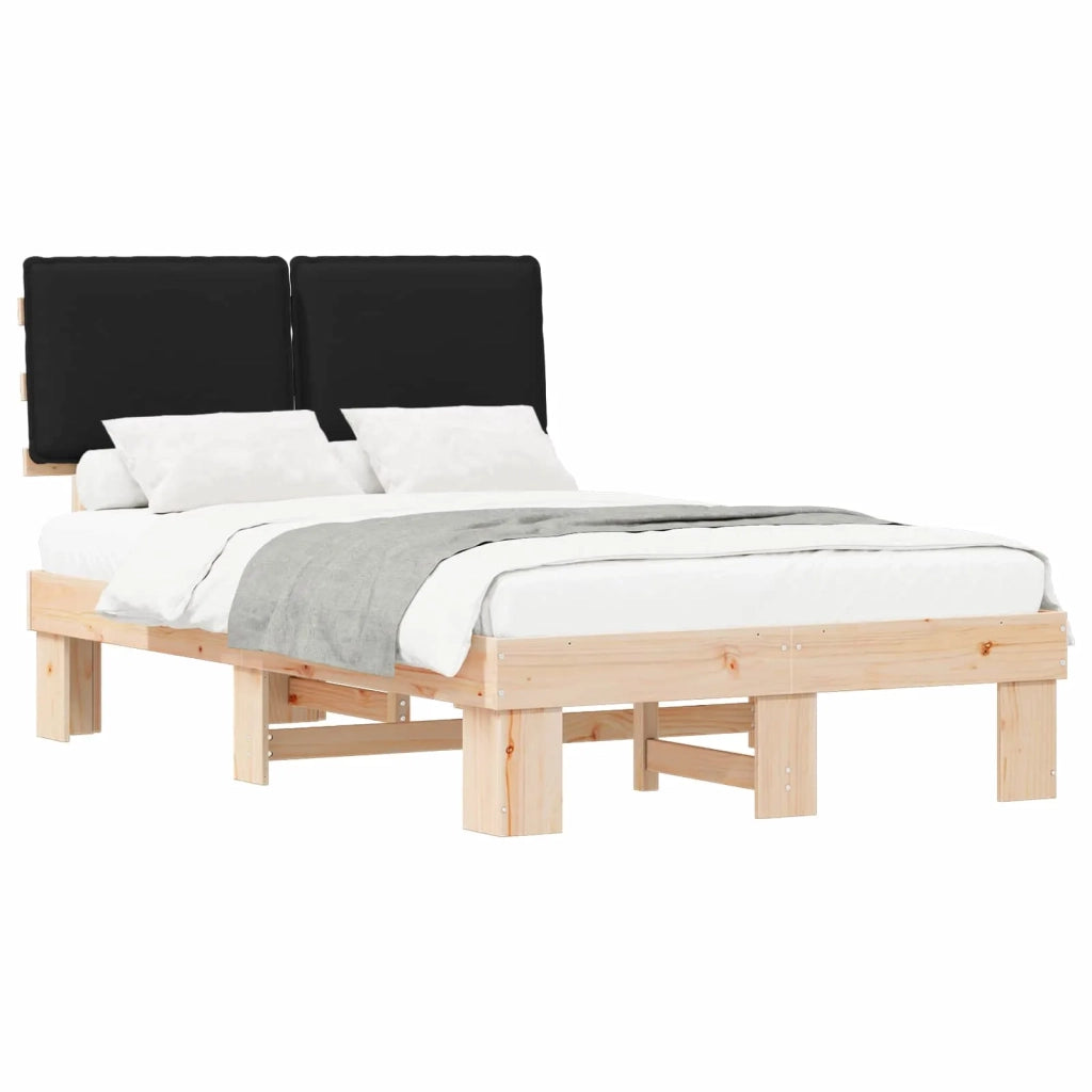 Letto con Testiera Rivestita Nero 120 x 190 cm Pino massello 877296