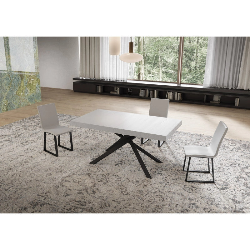 Tavolo allungabile 160/244x80 cm Niket telaio Antracite - Bianco Frassino