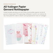 Papier A5 Gevoerd - 101 Fogli/202 Pagine - 6 Righe Geperforate - Prodotto in Foglio Continuo - Carta di Alta Qualità - Papieretto per Note