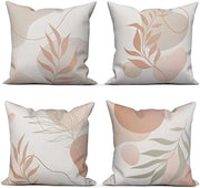 Set di cuscini di stile boho, 4 pezzi, 40 x 40 cm, design moderno astratto, beige-grigio, lavabile, per divano o decorazione