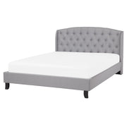 Letto a doghe Tessuto di poliestere grigio Poggiatesta trapuntato imbottito 160 x 200 cm Design moderno