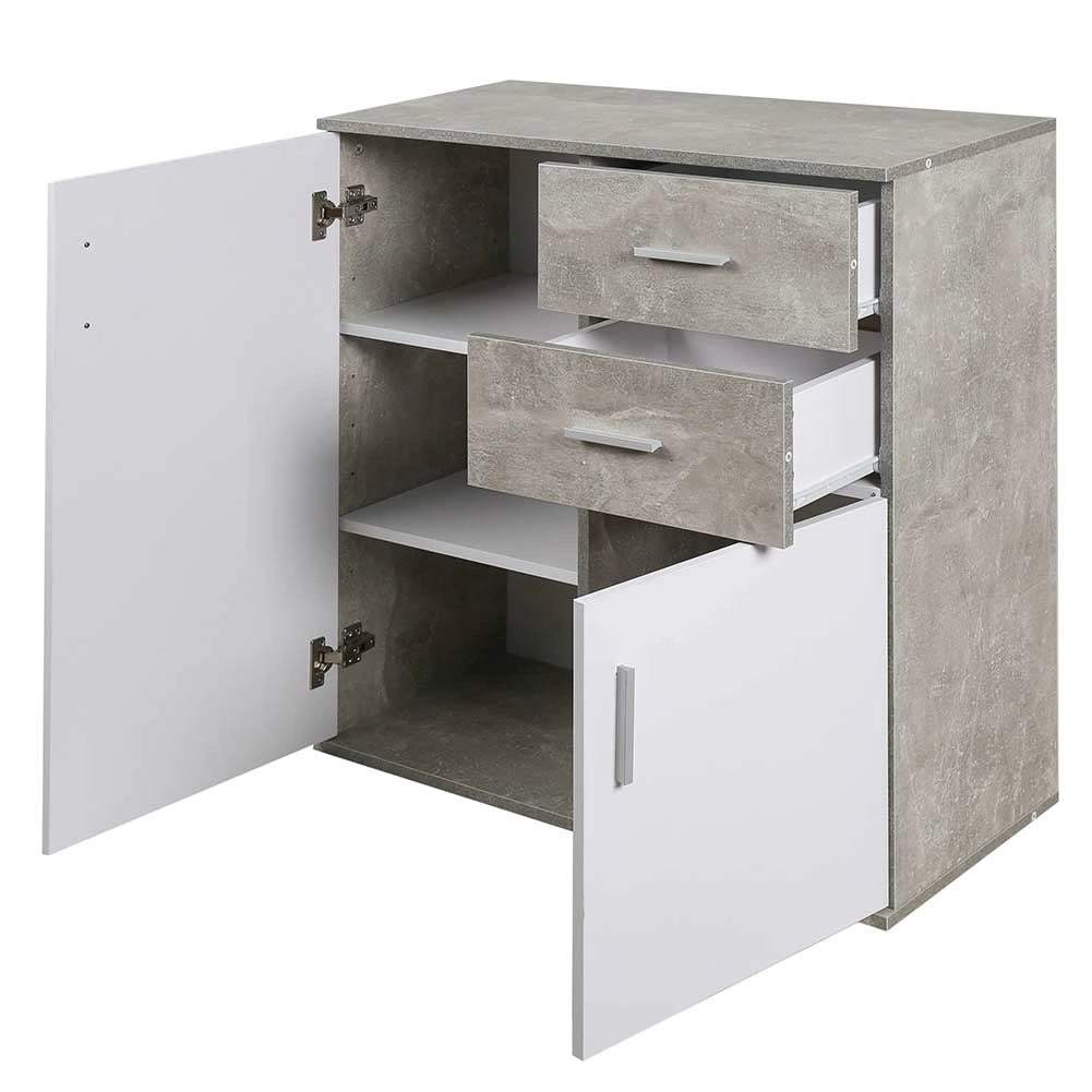 Mobile Madia con Cassetti Ante 2 Ripiani Mobiletto Credenza Cucina Bagno Moderna