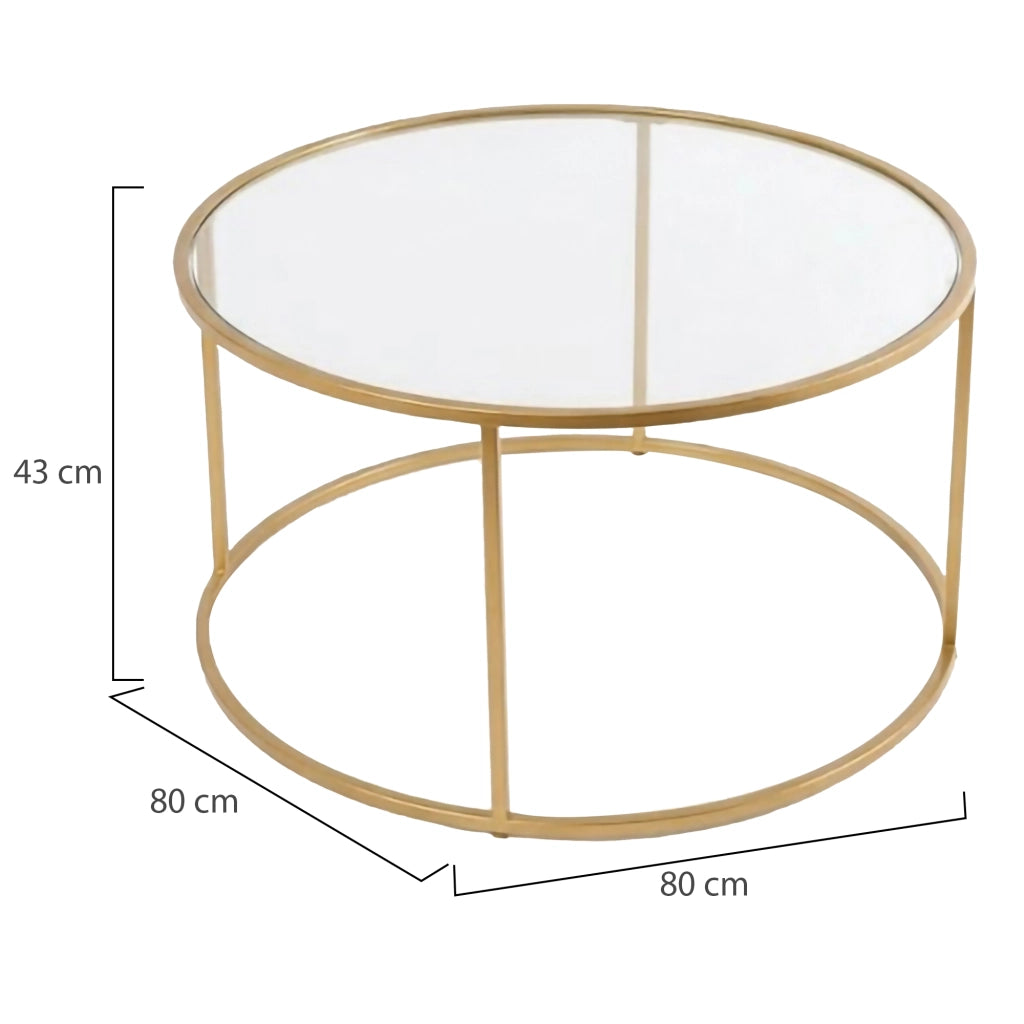 Moena, Tavolino da Salotto Forma Rotondo, 80x80x43h cm oro