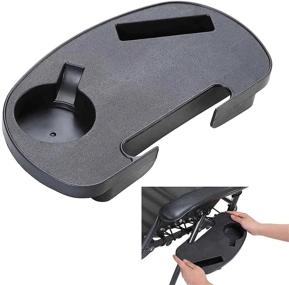 Sedia Poltrona Giardino Gravita Zero Pieghevole Acciaio Texilene + Vassoio Nero