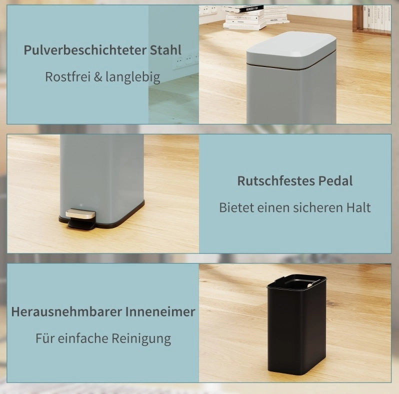 Pattumiera in metallo 5 L con pedale e contenitore interno