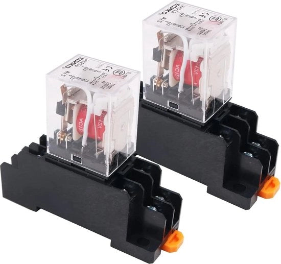2 pezzi di Interruttore a Relè AC Mini 12V 8Pin Relè a 2NO - 2NC con Base a Contatto e Indicatore LED