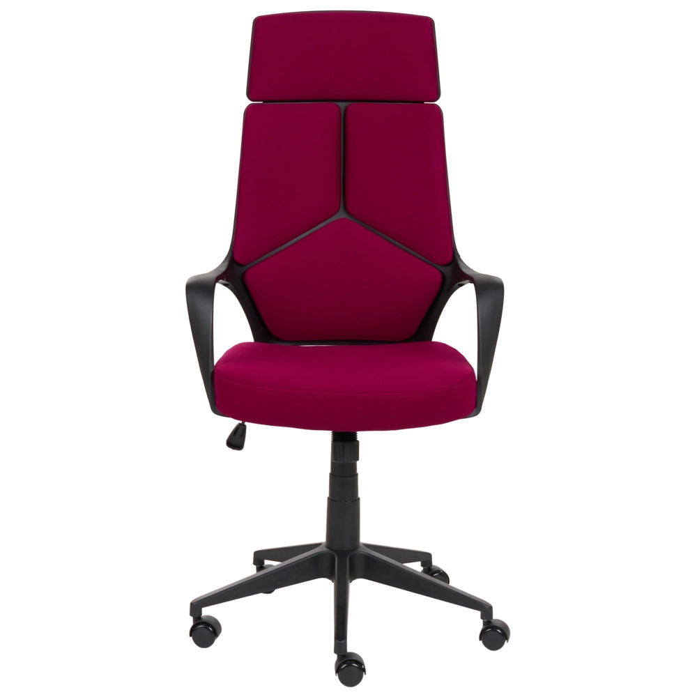 Sedia da ufficio in tessuto girevole regolabile in altezza reclinabile in schiuma stampata a iniezione colore bordeaux