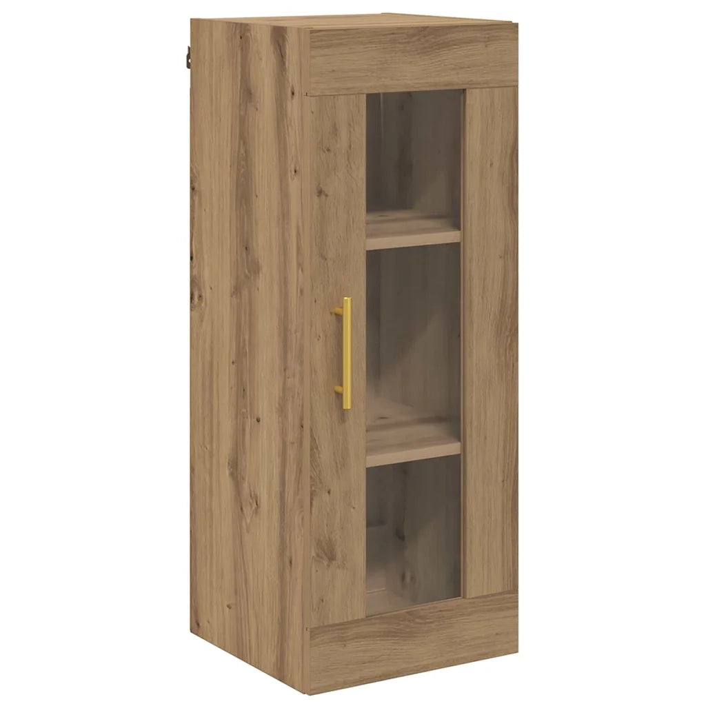 Credenza 2 pcs Rovere artigianale Vetro 3415973
