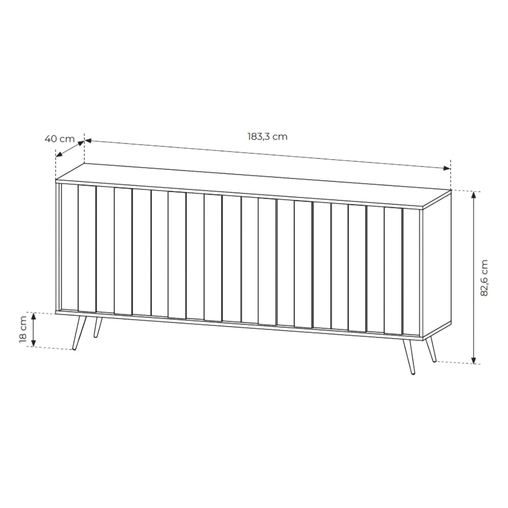 Madia Haga, Credenza 4 Ripiani, 183x40x83h cm Marrone Noce