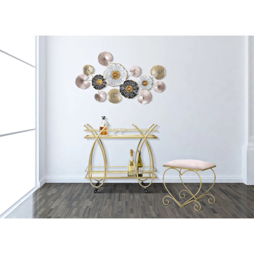 Sgabello Basso Cuore 16, Oro, Metallo, 50x37,5x51,5 cm
