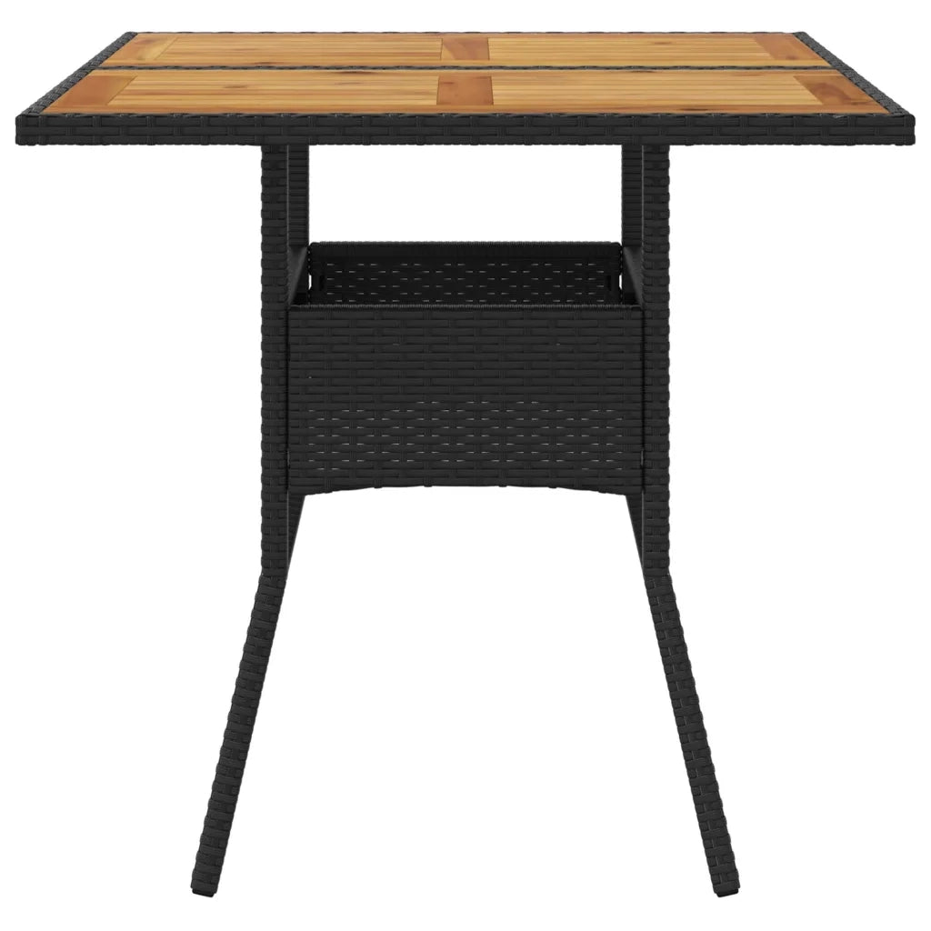 Tavolo Giardino Piano Legno Acacia Nero 80x80x75 cm Polyrattan 365519