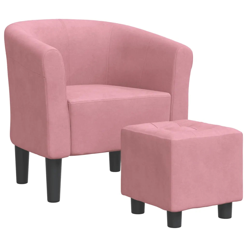 Poltrona | Sedia Relax Cabriolet con Poggiapiedi Rosa in Velluto