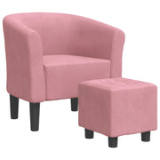 Poltrona | Sedia Relax Cabriolet con Poggiapiedi Rosa in Velluto