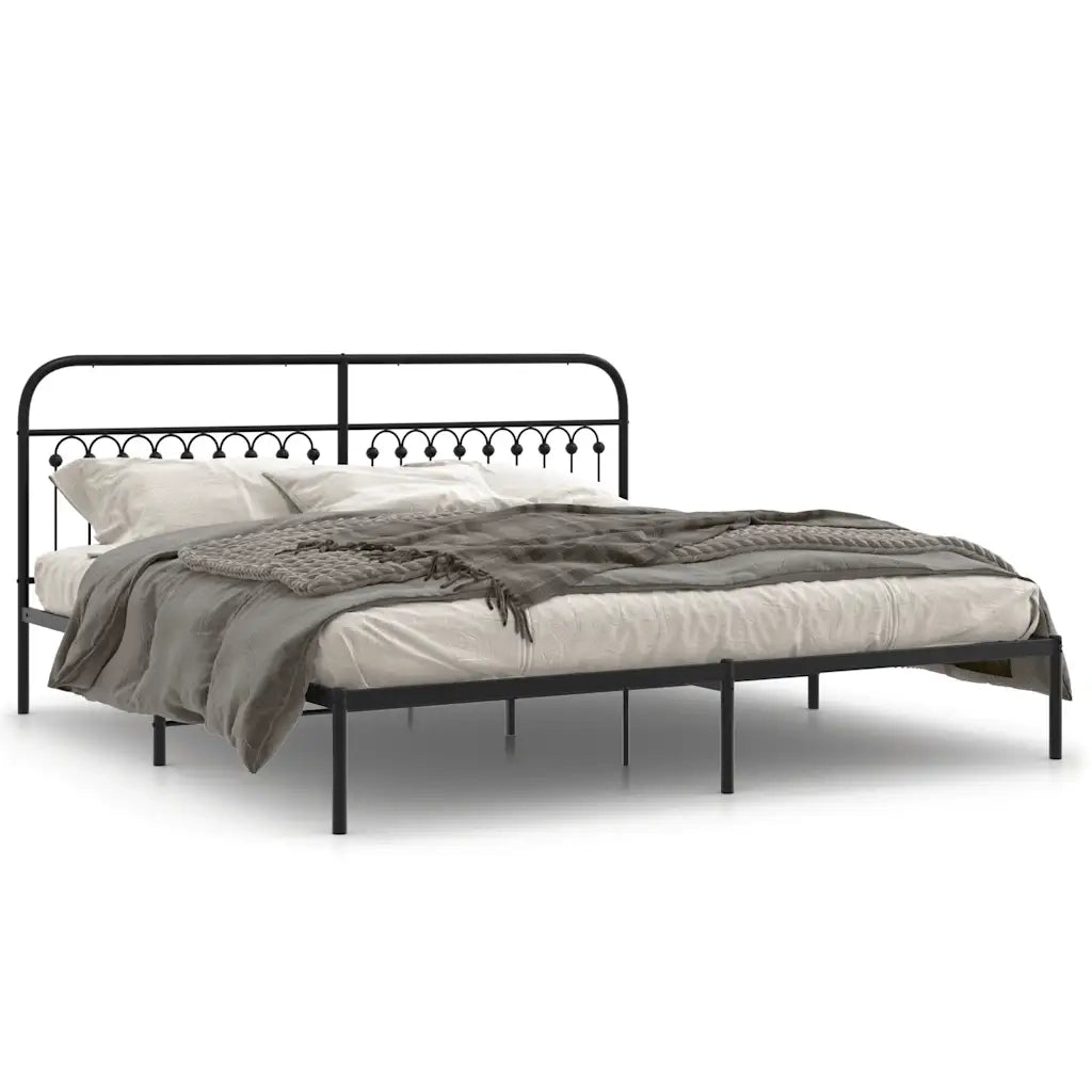 Giroletto con Testiera-Struttura Letto con testiera in Metallo Nero 200x200 cm 768231