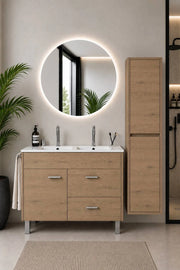 Mobile bagno con lavabo ORIGENBATH SAMOS senza specchio 120x45 cm doppio lavabo estepa con colonna